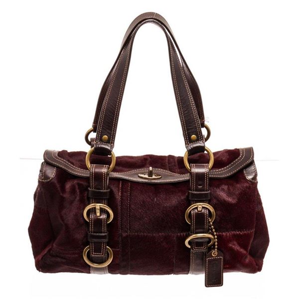 Coach Red Limited Edition Pony Hair Turnlock Satchel