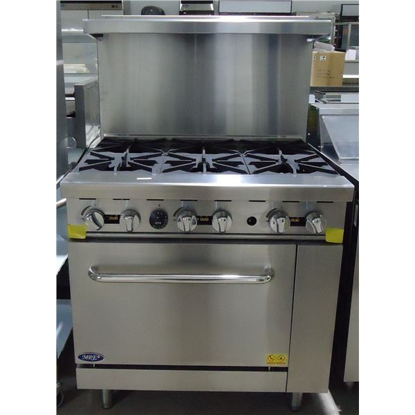 NEW 36" Heavy Duty 6 Burner Range With Oven, Natural Gas
