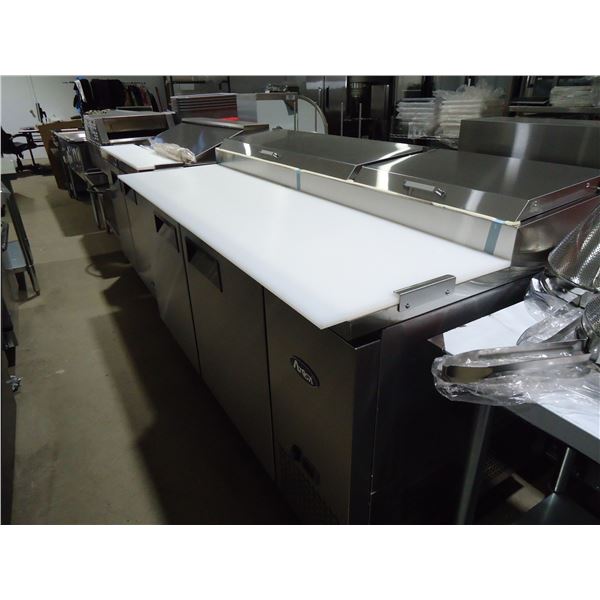 NEW Double Door 67" Stainless Steel Refrigerated Pizza Prep Table With Inserts