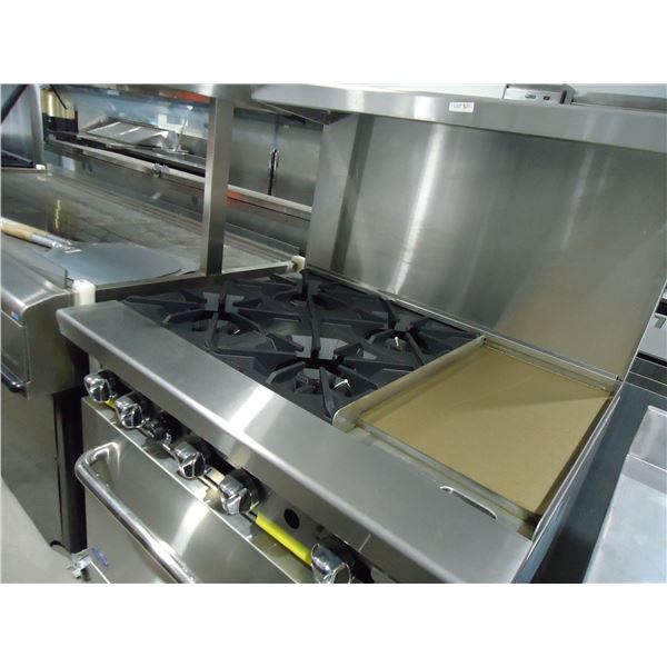 NEW Heavy Duty Commercial Stainless Steel 3' 4 Burner Range, 12" Grill with Oven