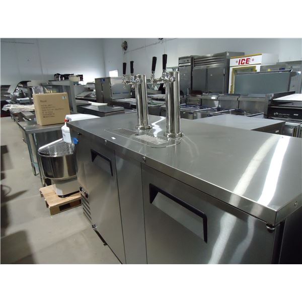 NEW Stainless Steel 68" Double Tower Keg Cooler, 2 Taps per Tower, 2 Door