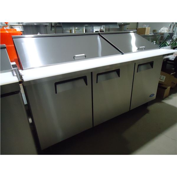 NEW 72" Stainless Steel Sandwich/Salad Prep Table, Mega Top, Triple Door Refrigerator