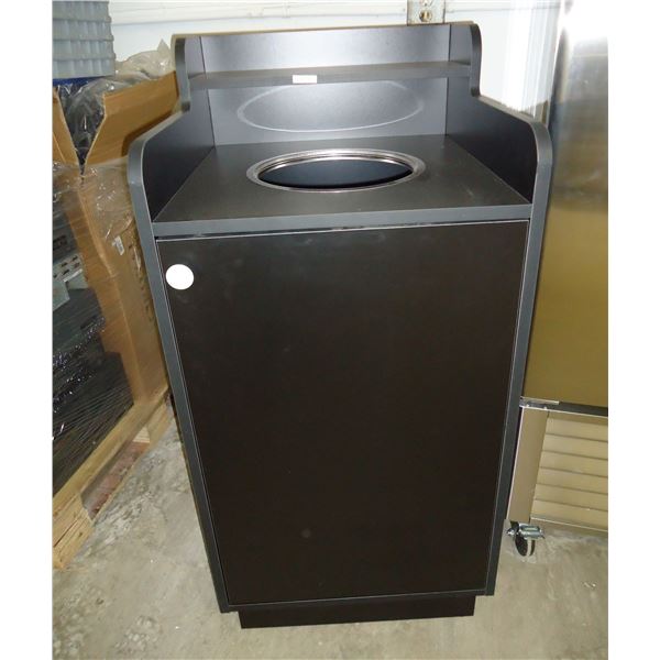 22" W Black Wood Single Garbage Bin with Single Door