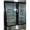 Image 1 : NEW 54" Double Glass Door Stainless Steel Cooler with LED Lighting, 8 Shelves