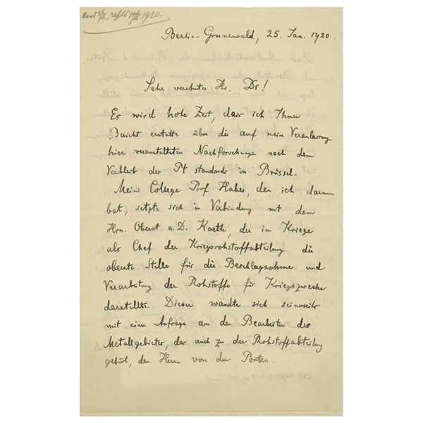 Max Planck Autograph Letter Signed in Defense of Einstein's Theory of Relativity (January 25, 1920)
