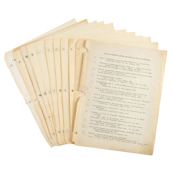 Ludwik Silberstein's Typed and Handwritten Personal Bibliography