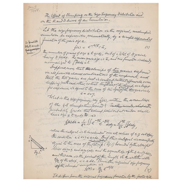 Ludwik Silberstein Autograph Manuscript Signed: 'The Effect of Clumping on the Size-Frequency Distri