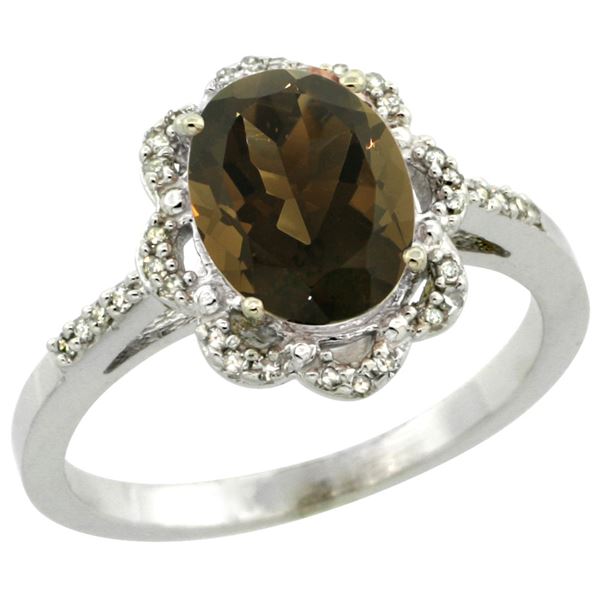 1.94 CTW Quartz & Diamond Ring 14K White Gold - REF-45H8M