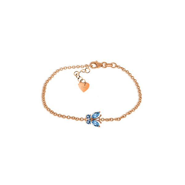 Genuine 0.60 ctw Blue Topaz Bracelet 14KT Rose Gold - REF-41H6X