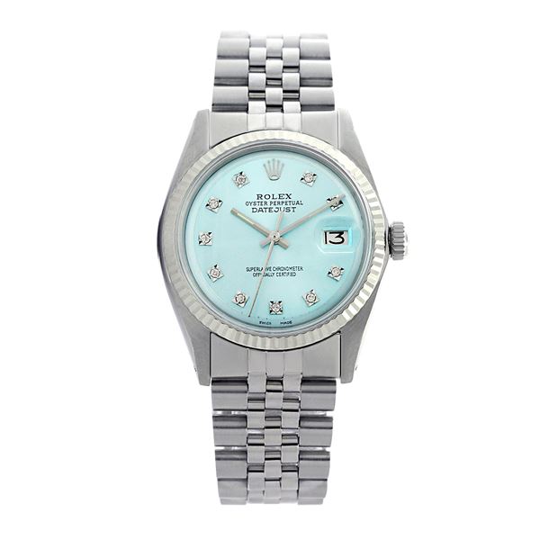 Rolex Pre-owned 36mm Mens Ice Blue Dial Stainless Steel