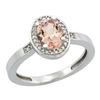 Image 1 : 0.82 CTW Morganite & Diamond Ring 14K White Gold - REF-40W4F