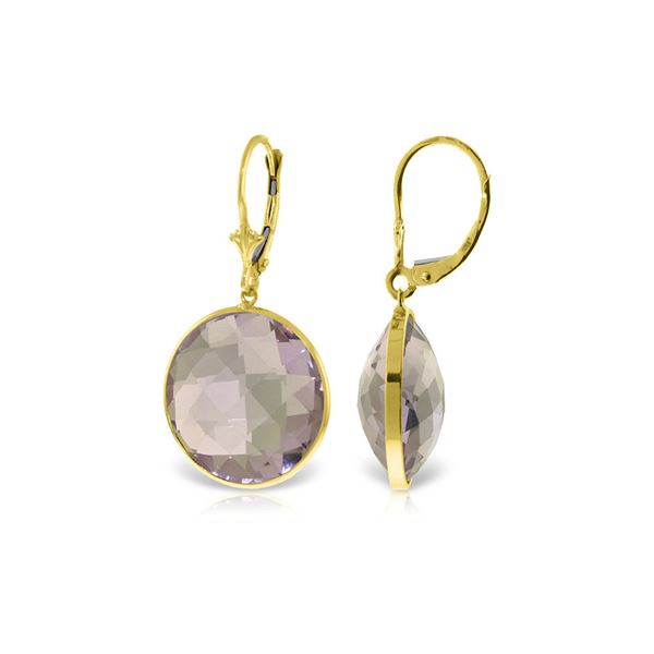 Genuine 36 ctw Amethyst Earrings 14KT Yellow Gold - REF-80X4M