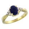 Image 1 : 0.81 CTW Lapis Lazuli & Diamond Ring 10K Yellow Gold - REF-27R5H