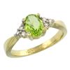 Image 1 : 1.06 CTW Peridot & Diamond Ring 10K Yellow Gold - REF-28A4X