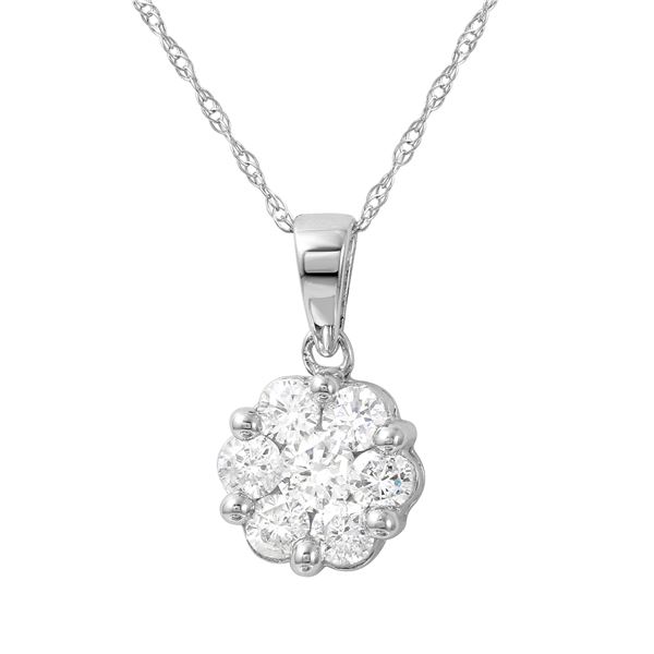 Natural 0.25 CTW Diamond Necklace 14K White Gold - REF-36F2M