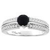 Image 1 : 0.90 CTW Onyx & Diamond Ring 14K White Gold - REF-66R4H