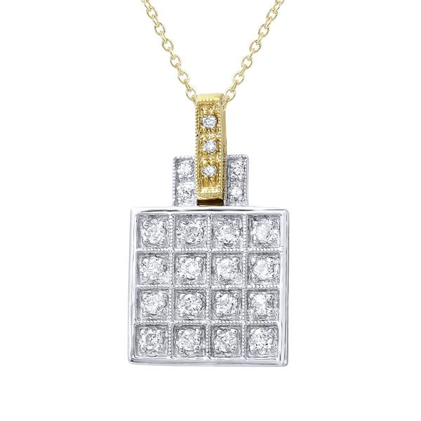 Natural 0.32 CTW Diamond & Pendant 14K Two Tone Yellow Gold - REF-54F9M