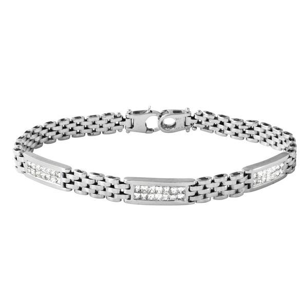 Natural 1.05 CTW Princess Diamond Bracelet 14K Gold - REF-130W5H