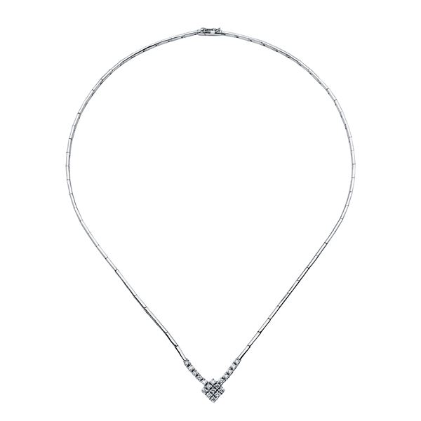 Natural 0.57 CTW Diamond Necklace 18K White Gold - REF-207T2X