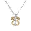 Image 1 : Natural 0.11 CTW Diamond Necklace 14K Two Tone Yellow Gold - REF-18W2H