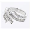 Image 1 : Natural 1.85 CTW Baguette & Diamond Ring 18K White Gold - REF-228W6H