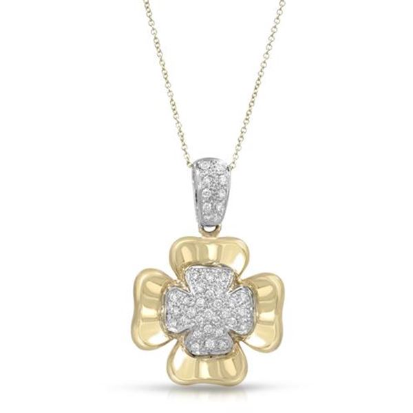 Natural 0.55 CTW Diamond & Pendant 18K Two Tone Yellow Gold - REF-195N3Y