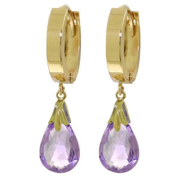 Genuine 6 ctw Amethyst Earrings 14KT Yellow Gold - REF-47X4M