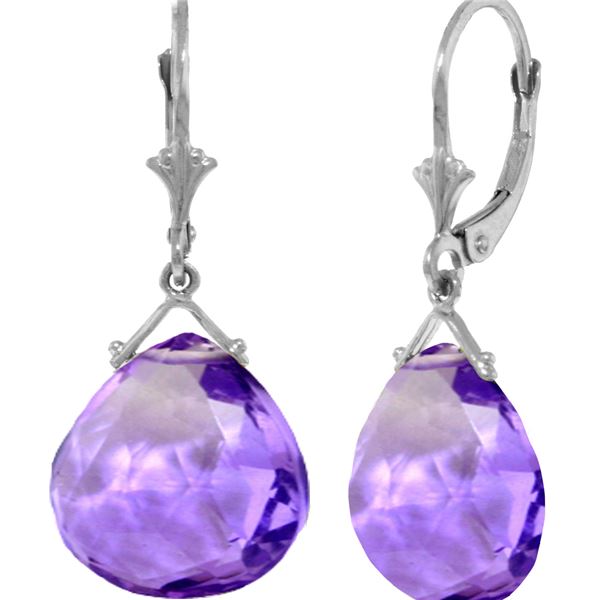 Genuine 17 ctw Amethyst Earrings 14KT White Gold - REF-38F2Z