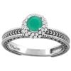 Image 1 : 0.76 CTW Emerald & Diamond Ring 14K White Gold - REF-54H5M