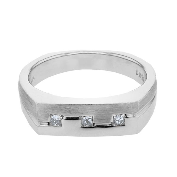 Natural 0.26 CTW Princess Diamond Ring 14K White Gold - REF-96N3Y
