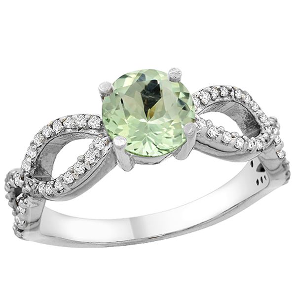 1 CTW Amethyst & Diamond Ring 14K White Gold - REF-49X6M