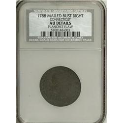 1788 COPPER Connecticut Copper, Mailed Bust Right AU50