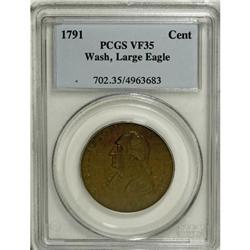 1791 1C Washington Large Eagle Cent VF35 PCGS