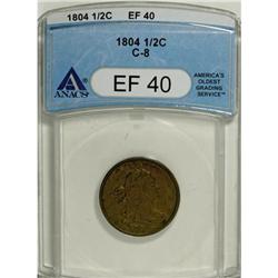 1804 1/2 C Spiked Chin XF40 ANACS