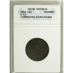 1804 1/2 C Plain 4, No Stems AU50 ANACS