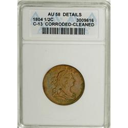 1804 1/2 C Plain 4, No Stems AU58 ANACS
