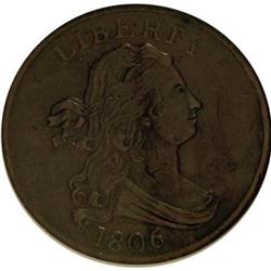 1806 1/2 C Small 6, No Stems XF45 ANACS