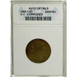 1806 1/2 C Small 6, No Stems AU53 ANACS