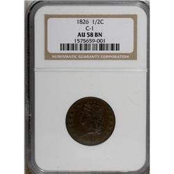 1826 1/2 C AU58 NGC