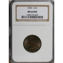 1835 1/2 C Brown MS64 NGC