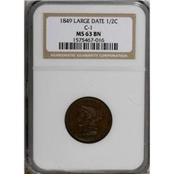 1849 1/2 C Large Date Brown MS63 NGC