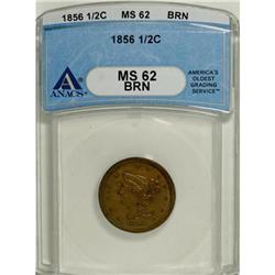 1856 1/2 C Brown MS62 ANACS