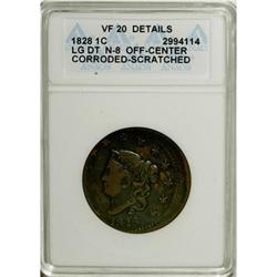 1828 1C Large Narrow Date VF20 ANACS