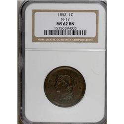 1852 1C Brown MS62 NGC