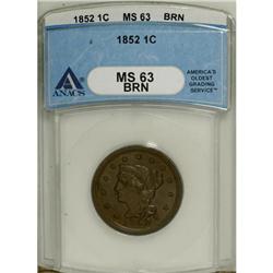 1852 1C Brown MS63 ANACS