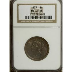 1853 1C Brown MS65 NGC