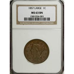 1857 1C Small Date Brown MS63 NGC