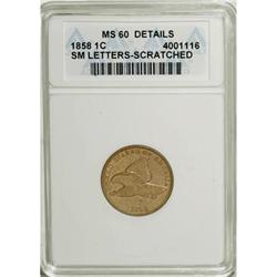 1858 1C Small Letters MS60 ANACS