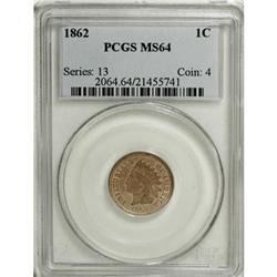 1862 1C MS64 PCGS