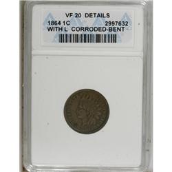 1864 1C L On Ribbon VF20 ANACS